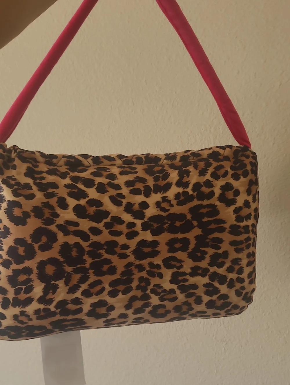 Juicy Couture Leopard Print Accent Pillow Shoulder Bag with Hot Pink Strap